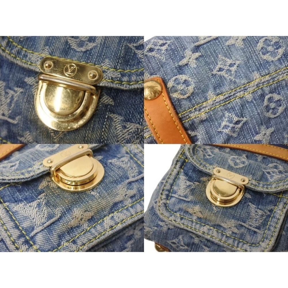Louis Vuitton Blue Baggy Bag Natural Gold Denim Monogram Shoulder Leather - Picture 7 of 9